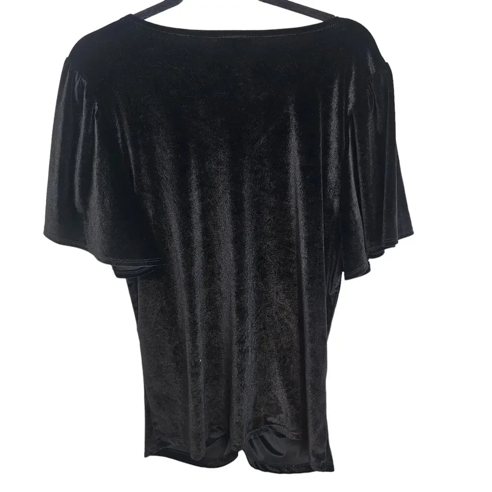 Torrid Velvet Ruched V-Neck Top Plus Size 2X Whimsigoth Witchy Vamp Stretch Goth